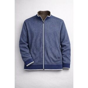 Robert Graham Jacket Mens L Full Zip Reversible Knit Blue Brown Casual